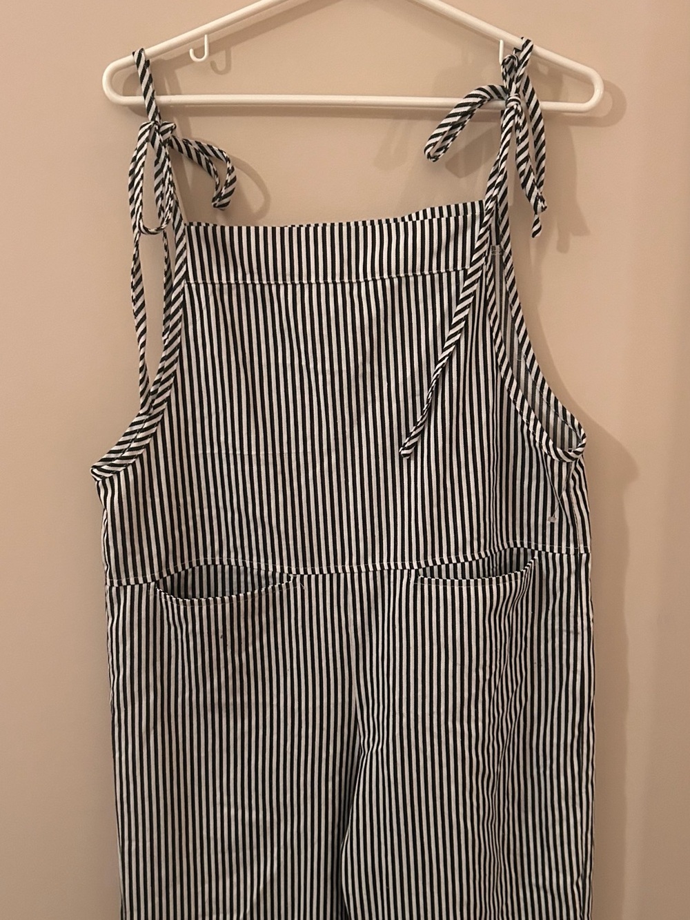 Striped Tie-Shoulder Jumpsuit - Black & White